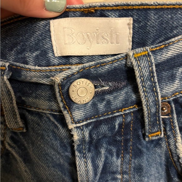Boyish Blue Boyfriend Jeans with Embroidered Pocket - Picture 5 of 6